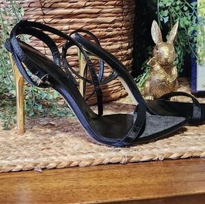 Black Stiletto Strappy Sandals - Elegant Women's Heels